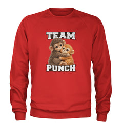 Team Punch Panchi-kun Monkey Adult Crewneck Sweatshirt Red