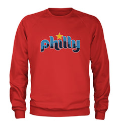 Skyline Philly Philadelphia Adult Crewneck Sweatshirt Red