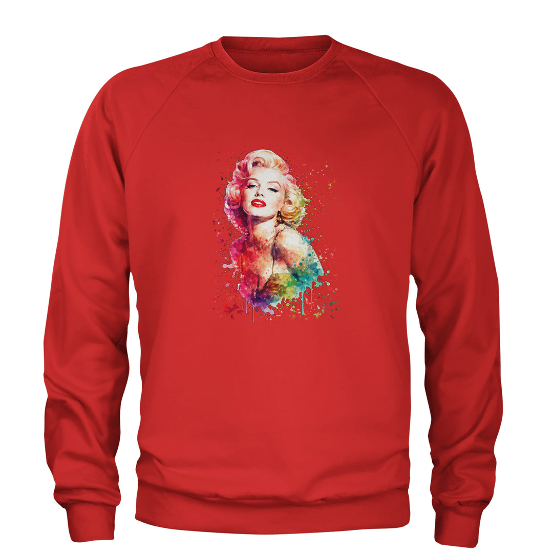 Mrs. Monroe Watercolors Bombshell Adult Crewneck Sweatshirt Red