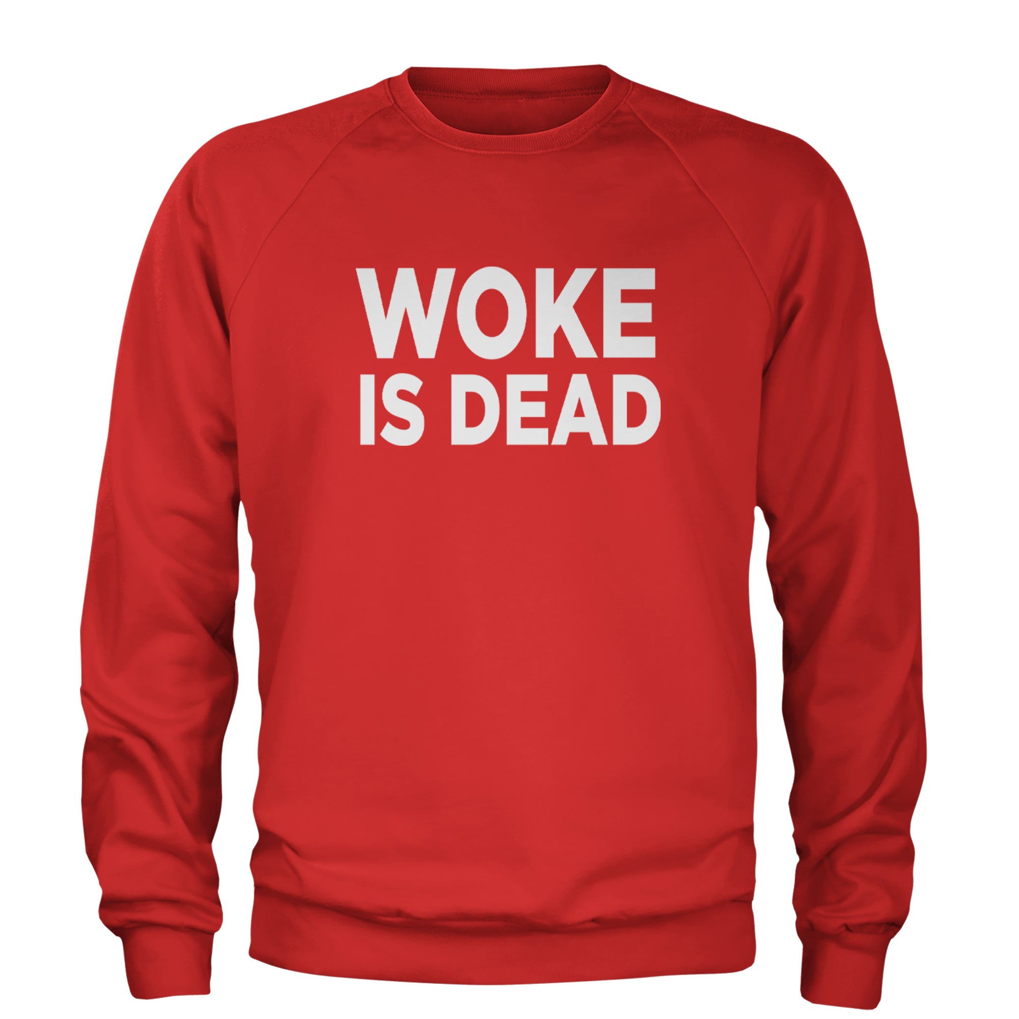 Woke Is Dead Satire Adult Crewneck Sweatshirt Red