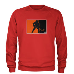 Hockey Enforcer Retro Vintage Adult Crewneck Sweatshirt Red