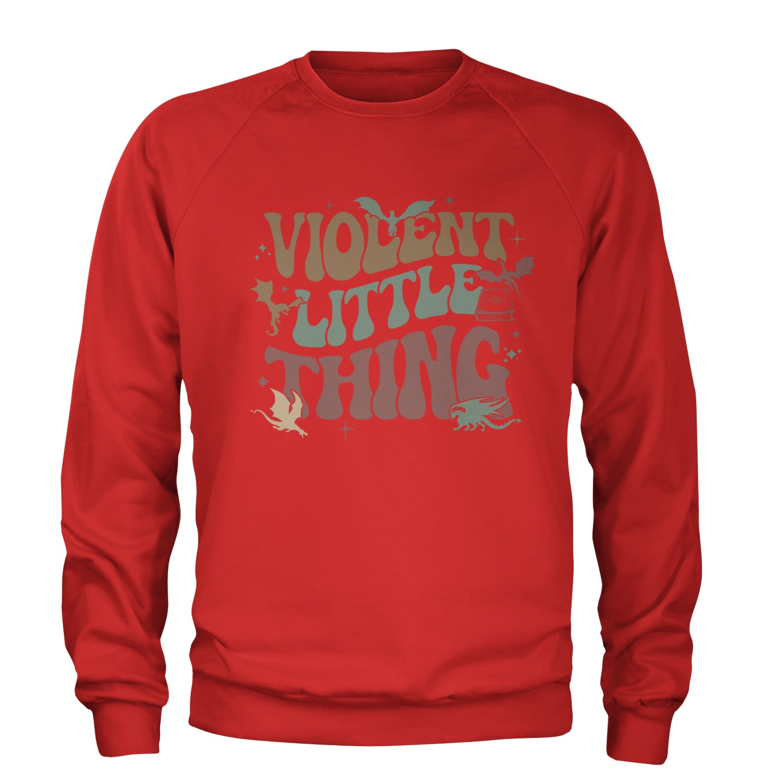 Violent Little Thing Dragon Adult Crewneck Sweatshirt Red