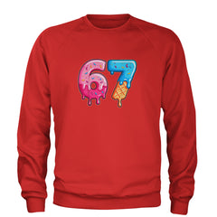 67 Dripping Ice Cream Donut Melt Adult Crewneck Sweatshirt Red