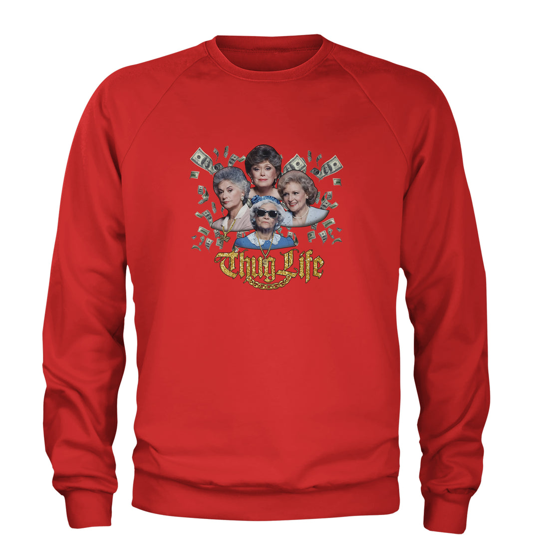 Golden Chain Thug Life Girls Adult Crewneck Sweatshirt Red