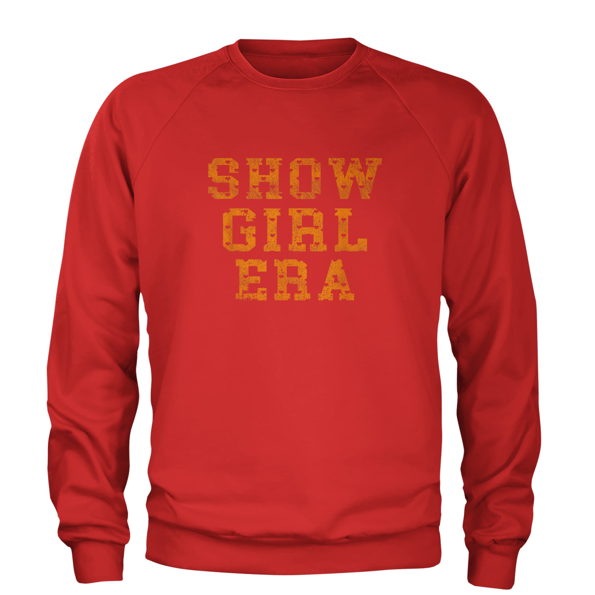 Vintage Showgirl Era Heart Adult Crewneck Sweatshirt Red