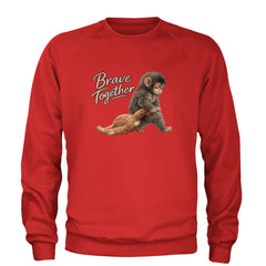 Punch Brave Together Stuffed Animal Adult Crewneck Sweatshirt Red