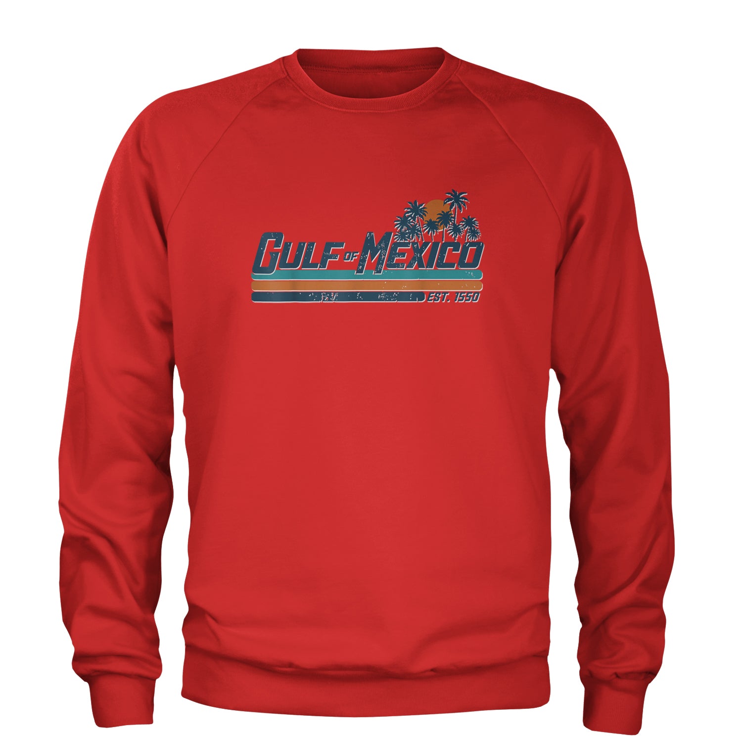 Gulf Of Mexico Established Year 1550 Adult Crewneck Sweatshirt Red