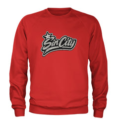 Sin City Vegas Retro Vintage Adult Crewneck Sweatshirt Red