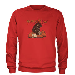 Punch Stay Kind Macaque Adult Crewneck Sweatshirt Red