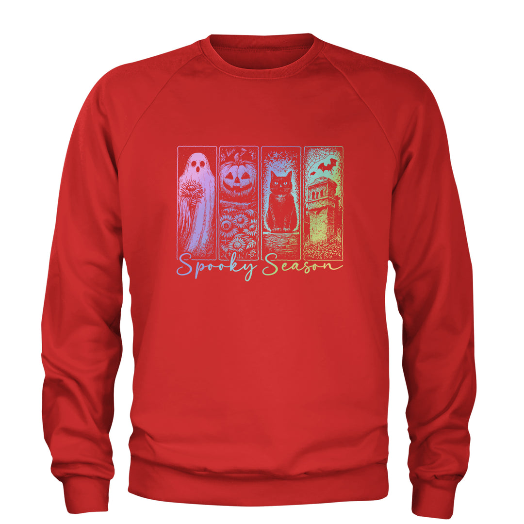 Spooky Season Cute Pastel Halloween Design Adult Crewneck Sweatshirt Red
