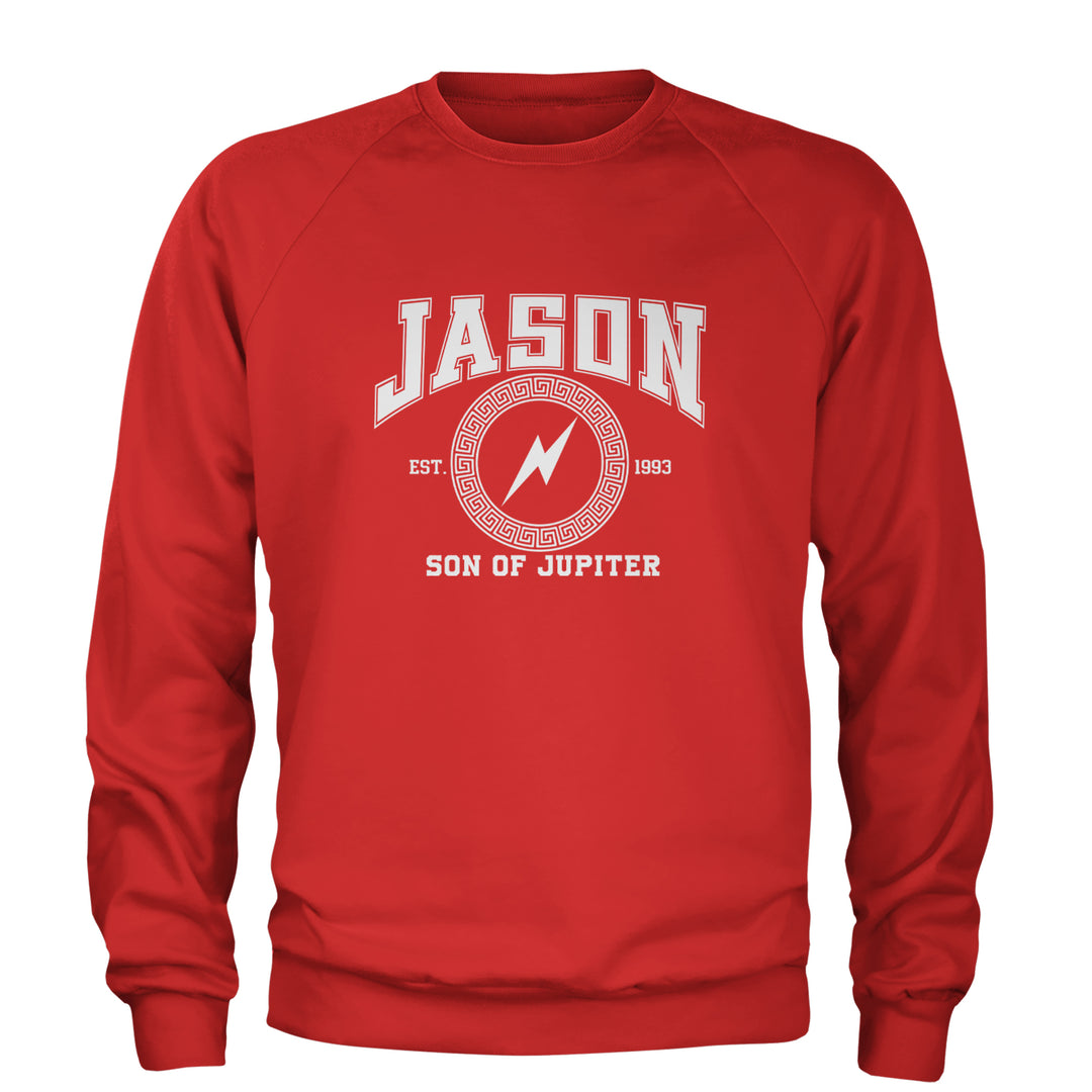Jason Son of Jupiter Storm Bringer Adult Crewneck Sweatshirt Red