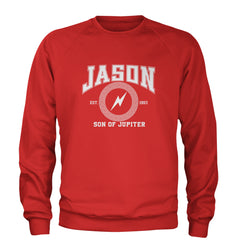 Jason Son of Jupiter Storm Bringer Adult Crewneck Sweatshirt Red