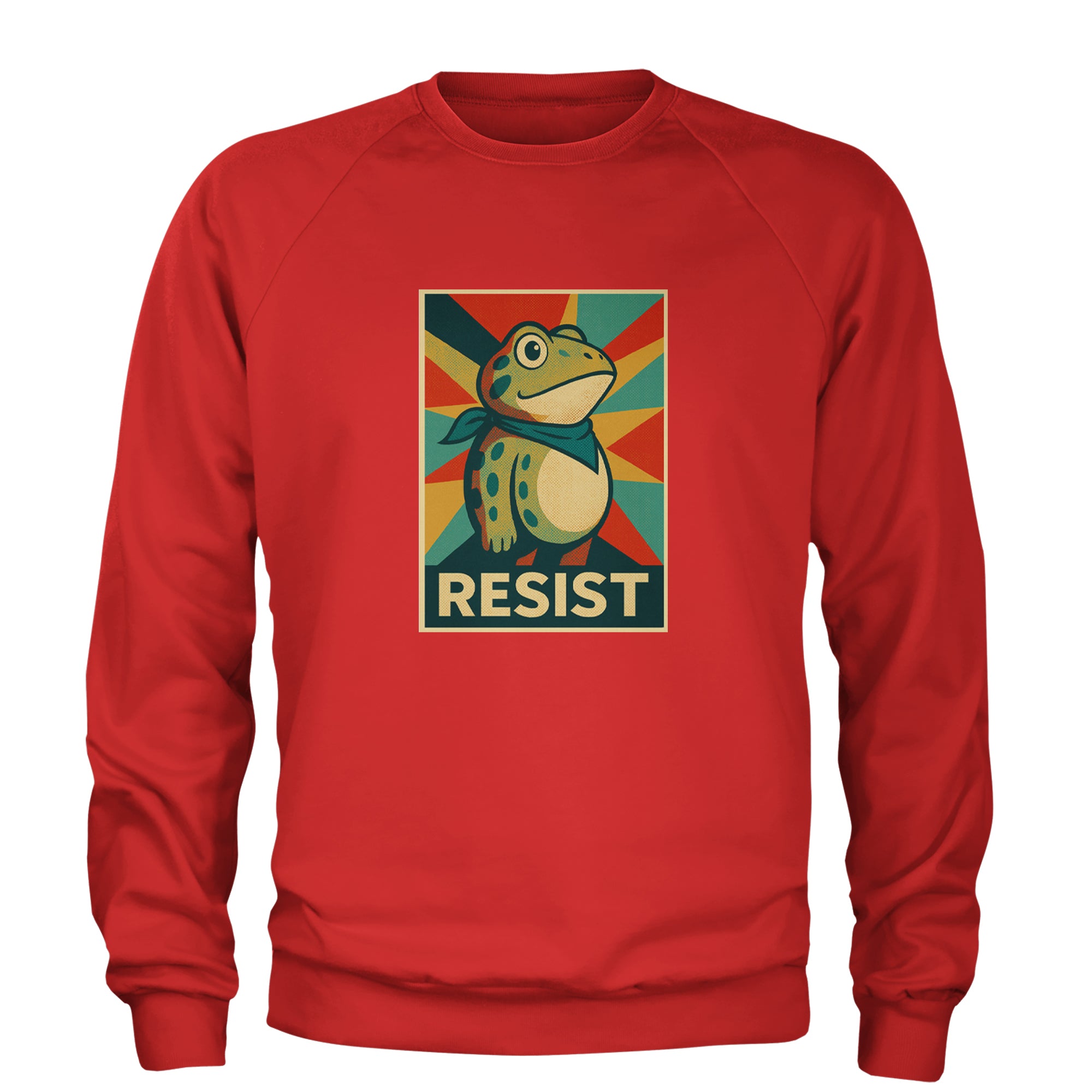 Resist Portland Protest Frog Adult Crewneck Sweatshirt Red