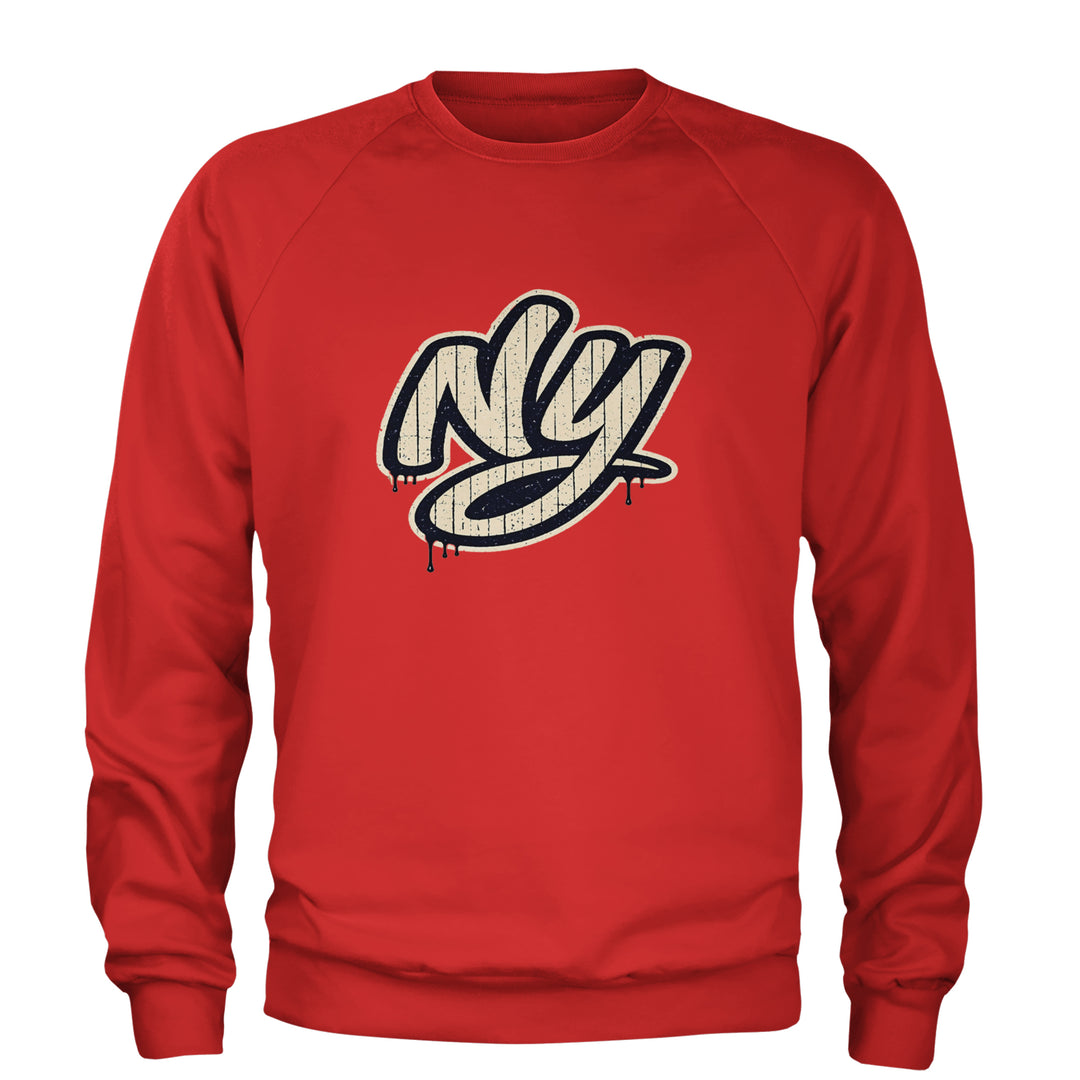 NYC New York City Grunge Street Adult Crewneck Sweatshirt Red