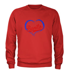 Benito Heart Puerto Rico Adult Crewneck Sweatshirt Red