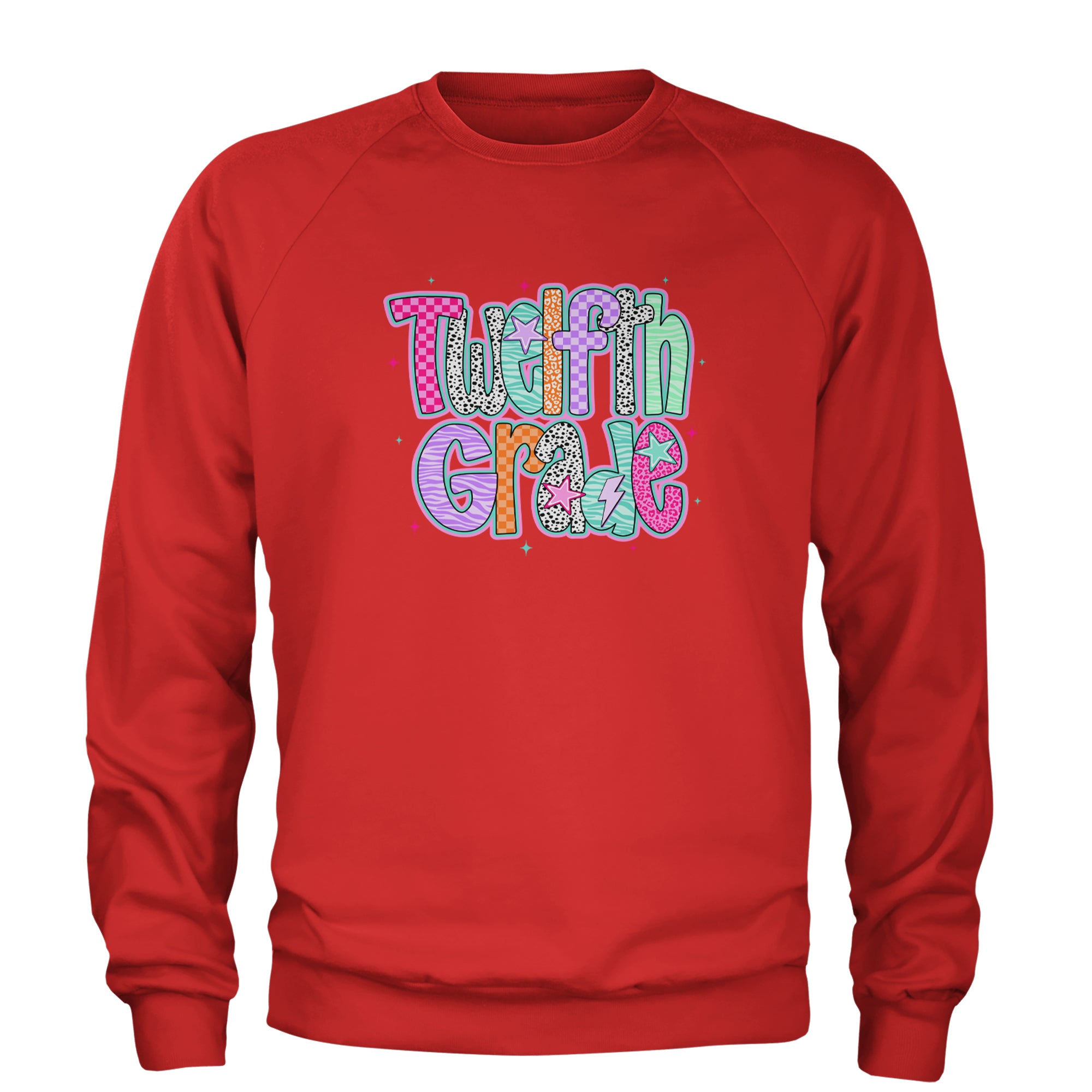 Senior Year Colorful Back to School Adult Crewneck Sweatshirt Red