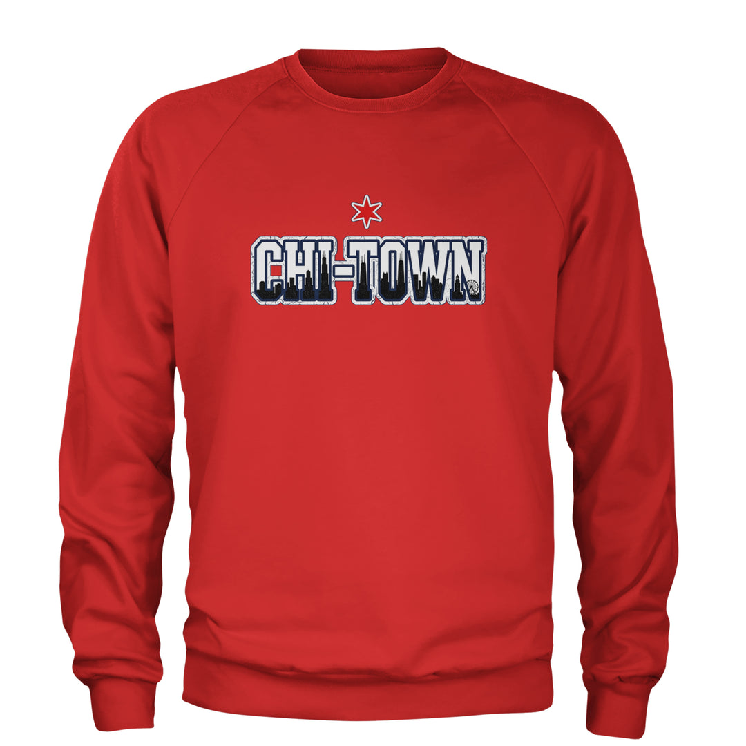 Chicago Chi-Town City Pride Adult Crewneck Sweatshirt Red