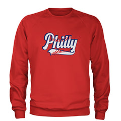 Philly Baseball Stitching Adult Crewneck Sweatshirt Red