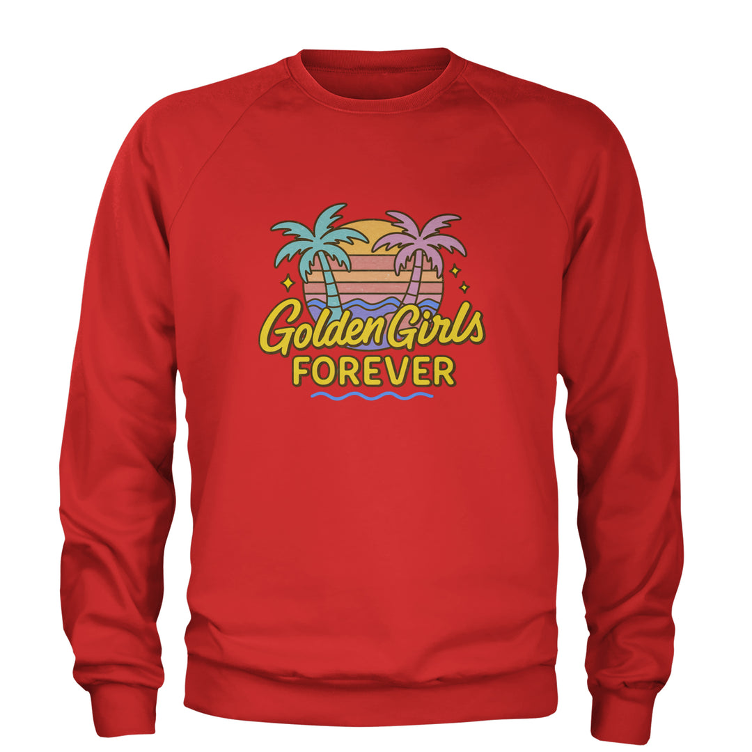 Golden Girls Forever Retro Sunset Adult Crewneck Sweatshirt Red