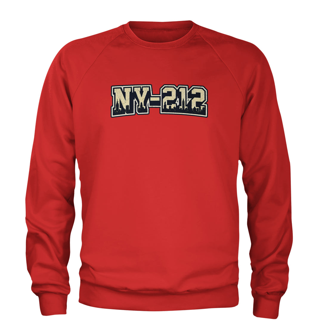 New York City 212 Area Code Skyline  Adult Crewneck Sweatshirt Red