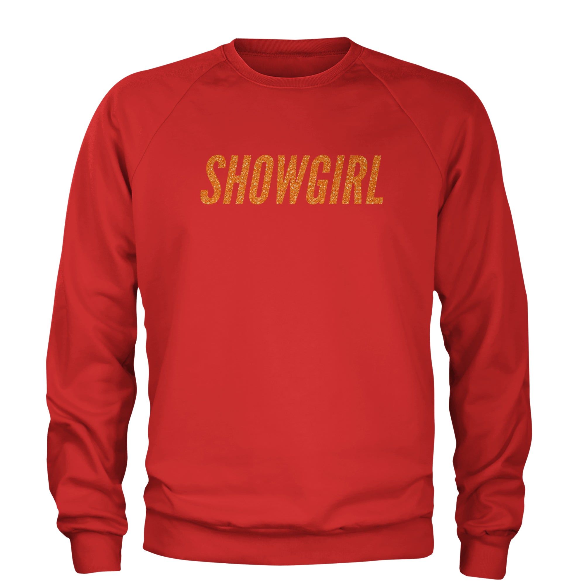 Showgirl Orange Glitter Adult Crewneck Sweatshirt Red
