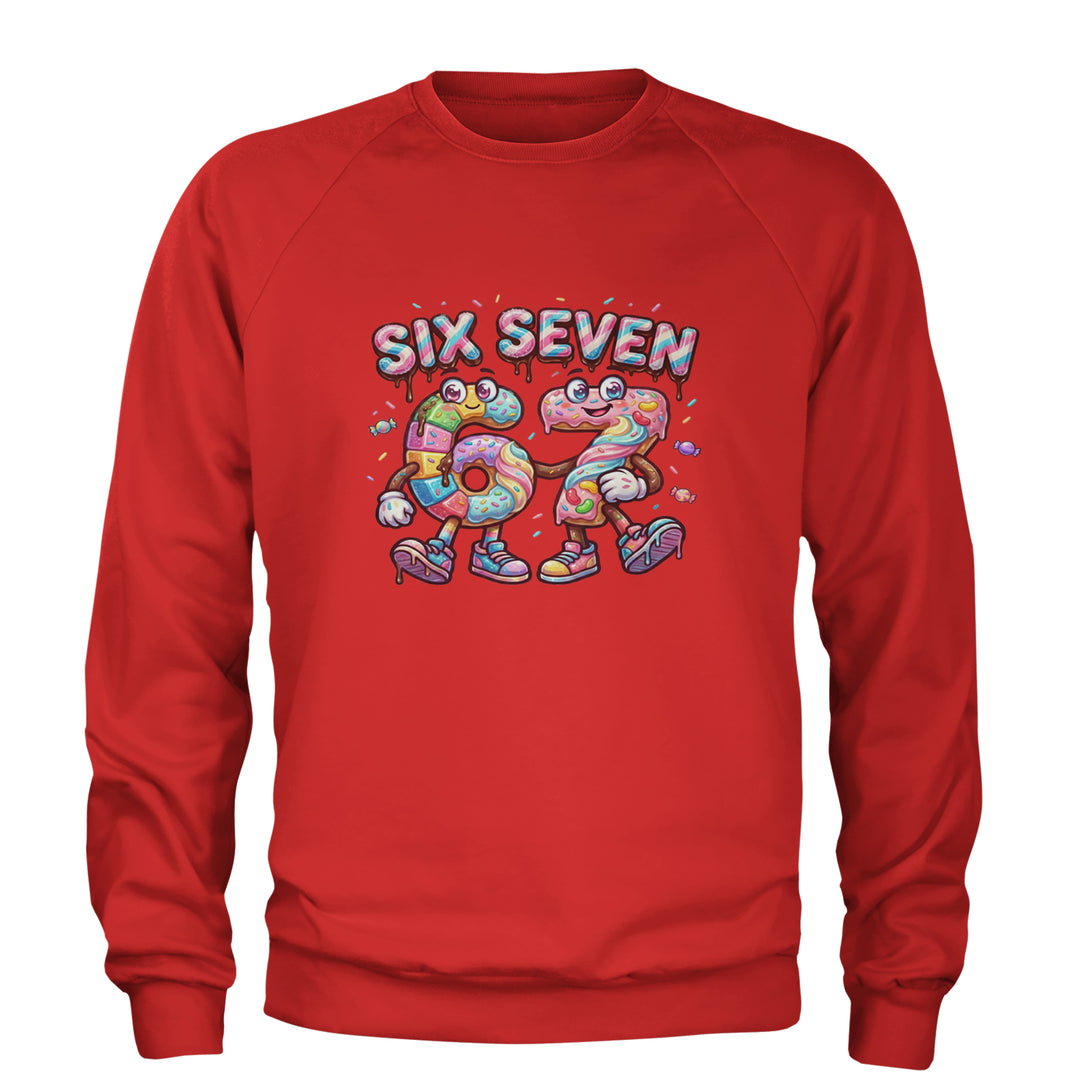 67 Candy Swirl Meme Adult Crewneck Sweatshirt Red