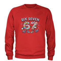 67 Candy Swirl Meme Adult Crewneck Sweatshirt Red