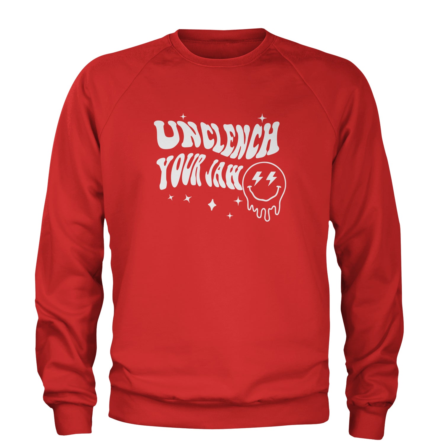 Unclench Your Jaw Festival Rave EDM Adult Crewneck Sweatshirt Red