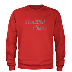 Beautiful Chaos Glitter Music Festival Adult Crewneck Sweatshirt Red