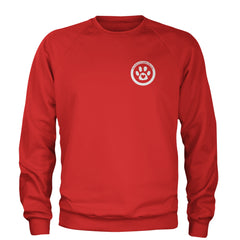 TLC To Love a Canine Dog Rescue White Adult Crewneck Sweatshirt Red