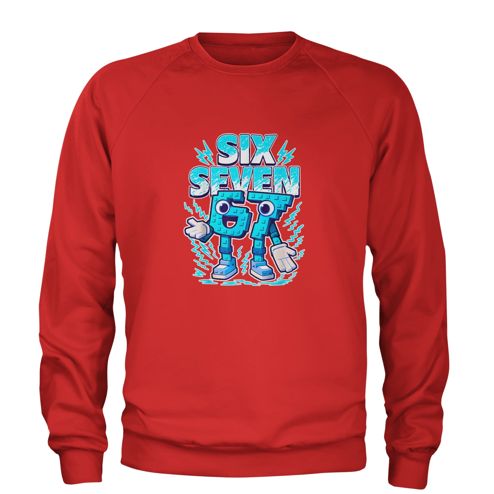 67 Brainrot Meme Slang Adult Crewneck Sweatshirt Red