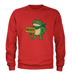 Sign Resist Meme Frog Protest Adult Crewneck Sweatshirt Red
