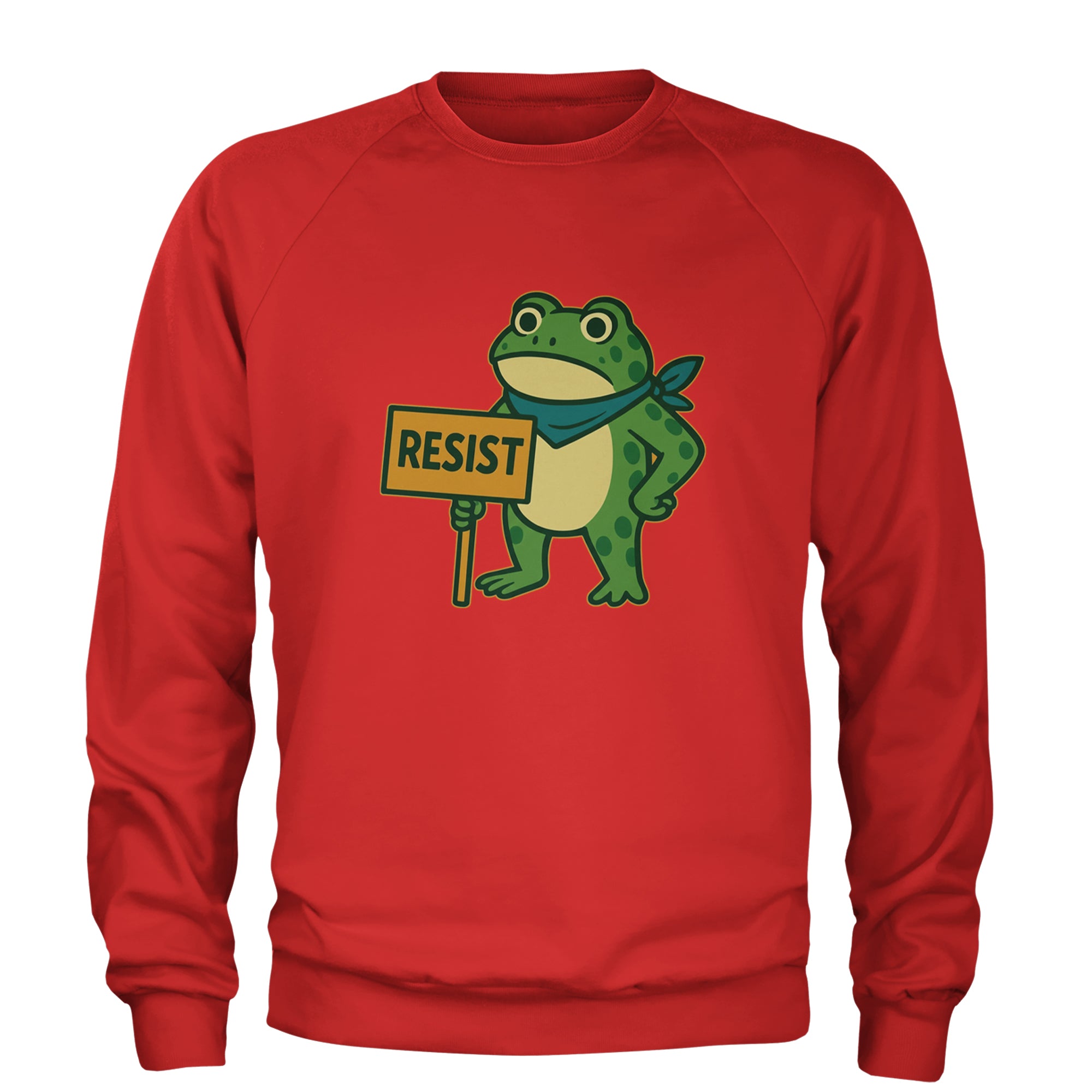 Sign Resist Meme Frog Protest Adult Crewneck Sweatshirt Red