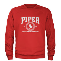 Piper Daughter of Aphrodite Rebel Heart Adult Crewneck Sweatshirt Red