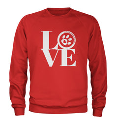 TLC LOVE Dog Rescue Adult Crewneck Sweatshirt Red