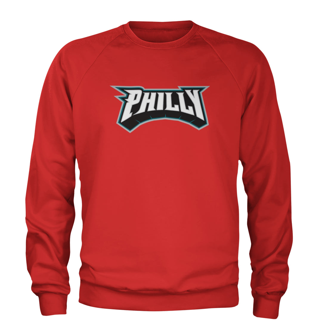 Philly Bold Block Throwback Adult Crewneck Sweatshirt Red