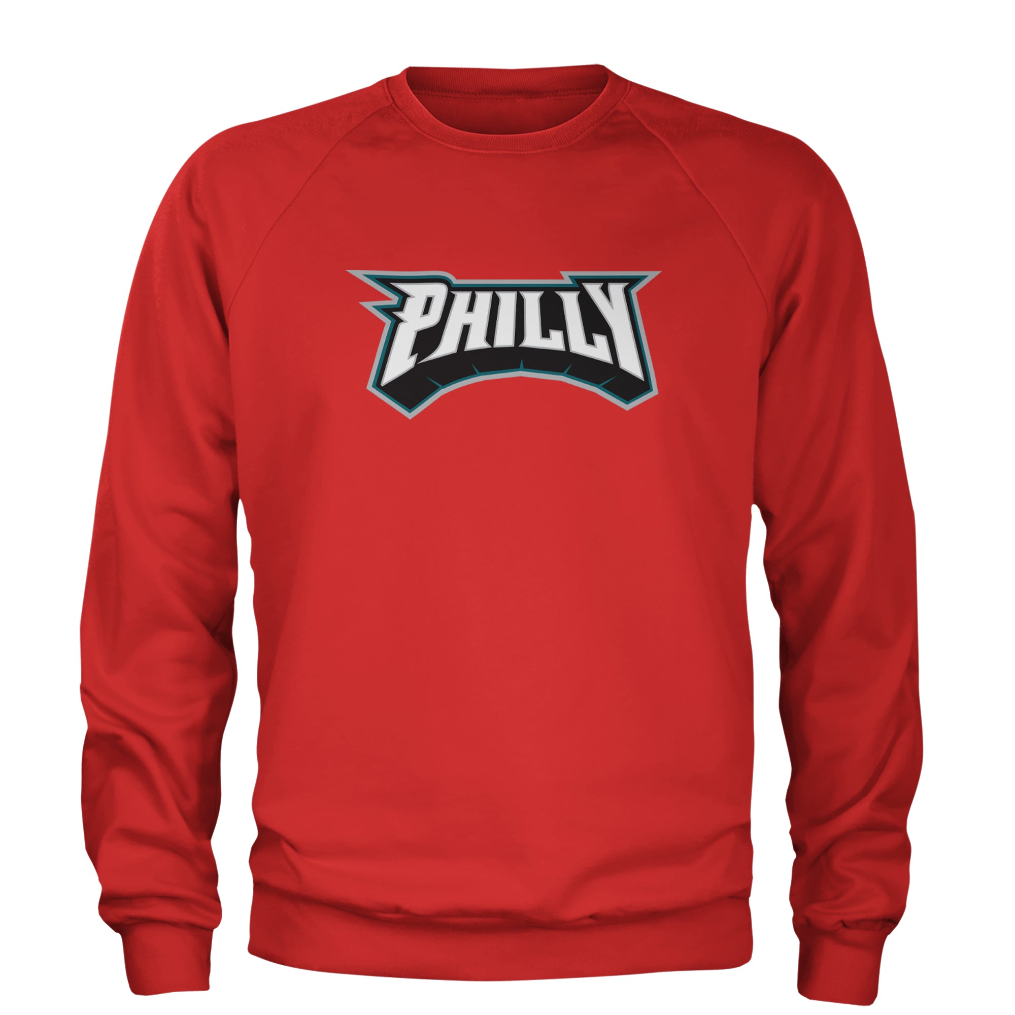 Philly Bold Block Throwback Adult Crewneck Sweatshirt Red