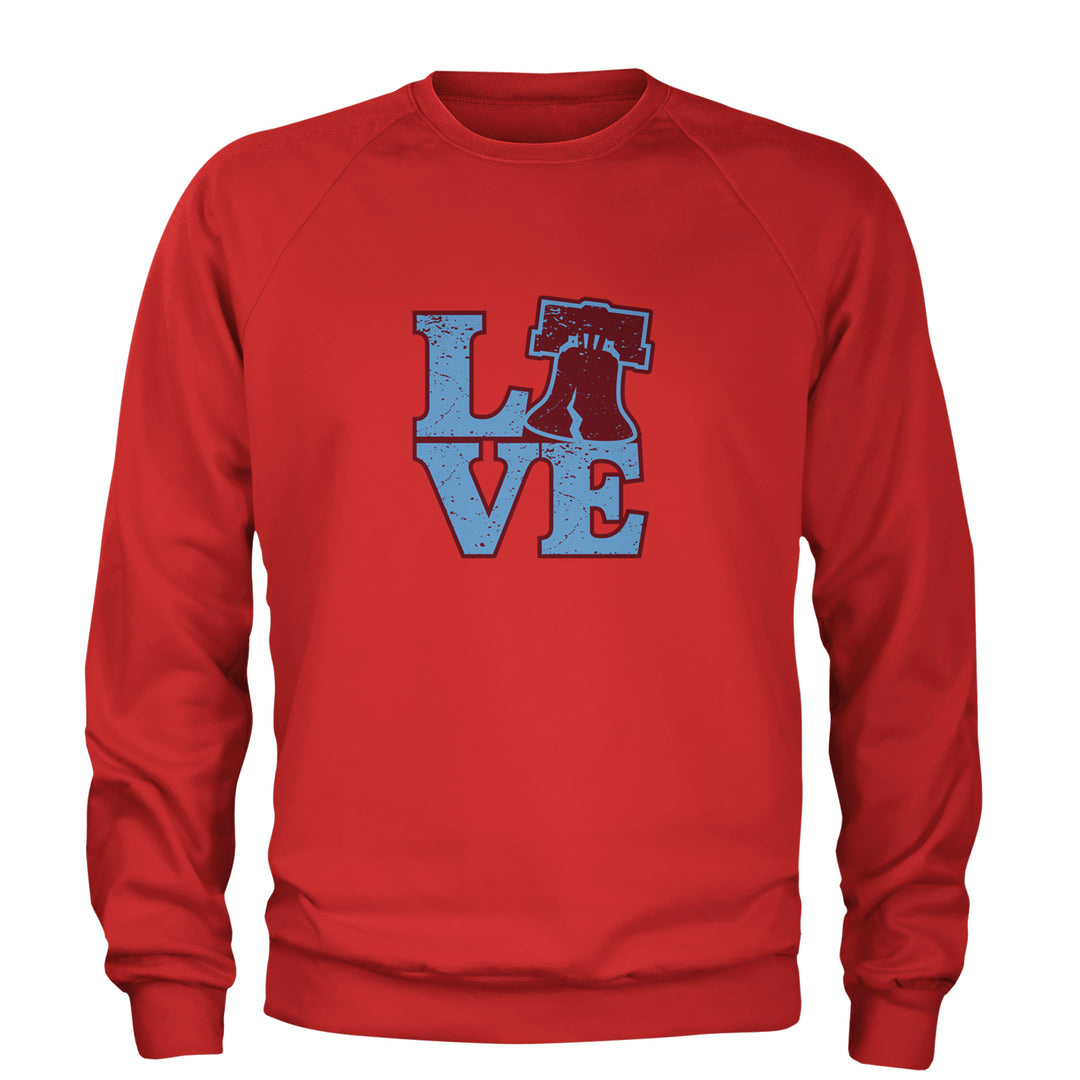 Love Philly Liberty Bell Adult Crewneck Sweatshirt Red