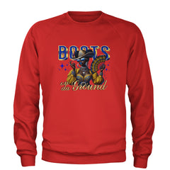 Boots On Da Ground Folding Fan Adult Crewneck Sweatshirt Red