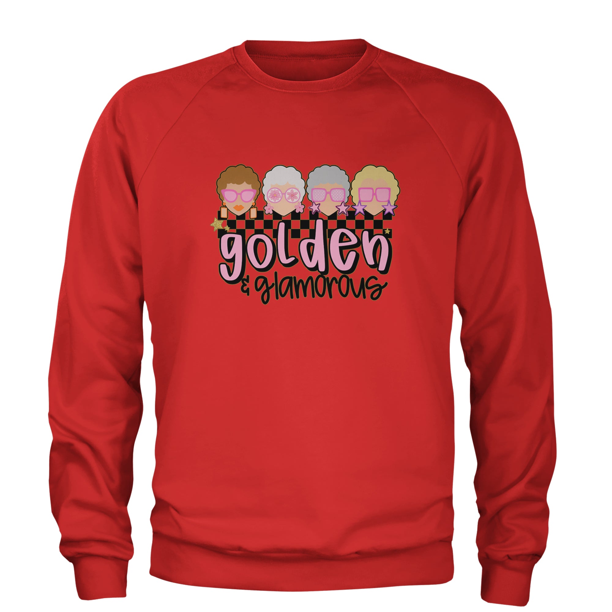 Golden And Glamorous Golden Girls Adult Crewneck Sweatshirt Red