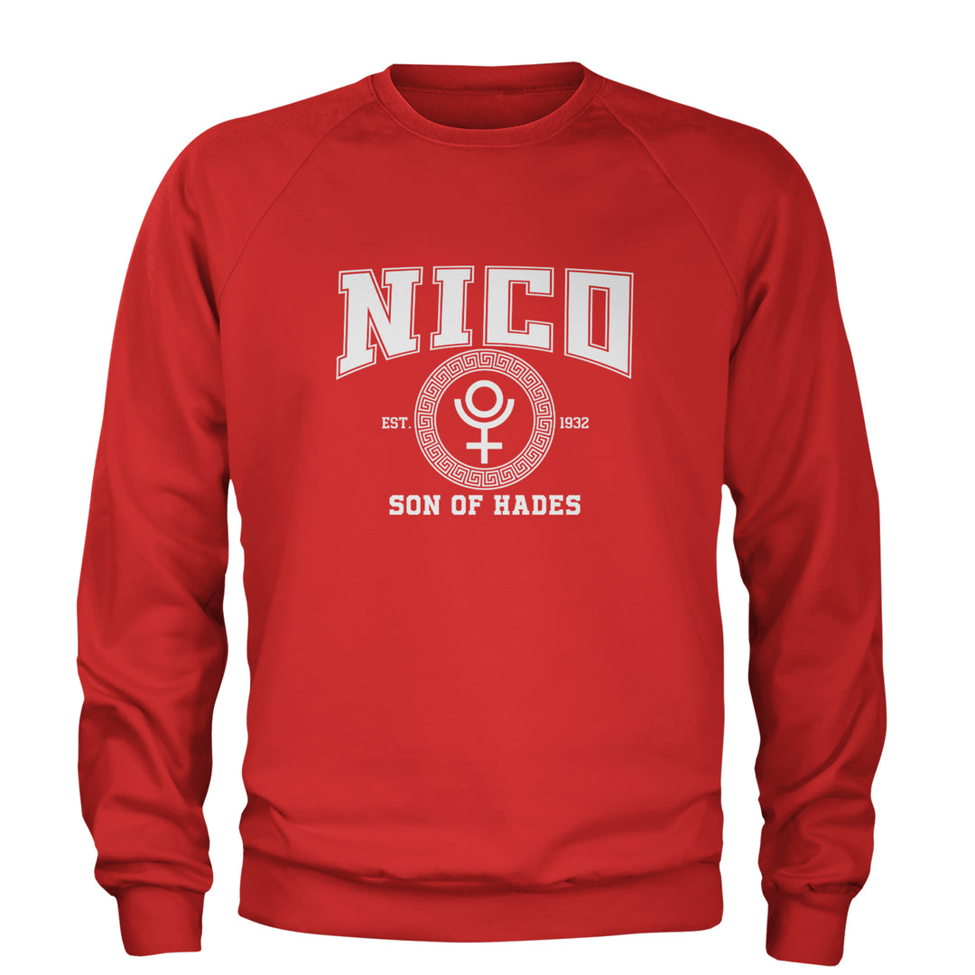 Nico Son of Hades Underworld Crest Adult Crewneck Sweatshirt Red