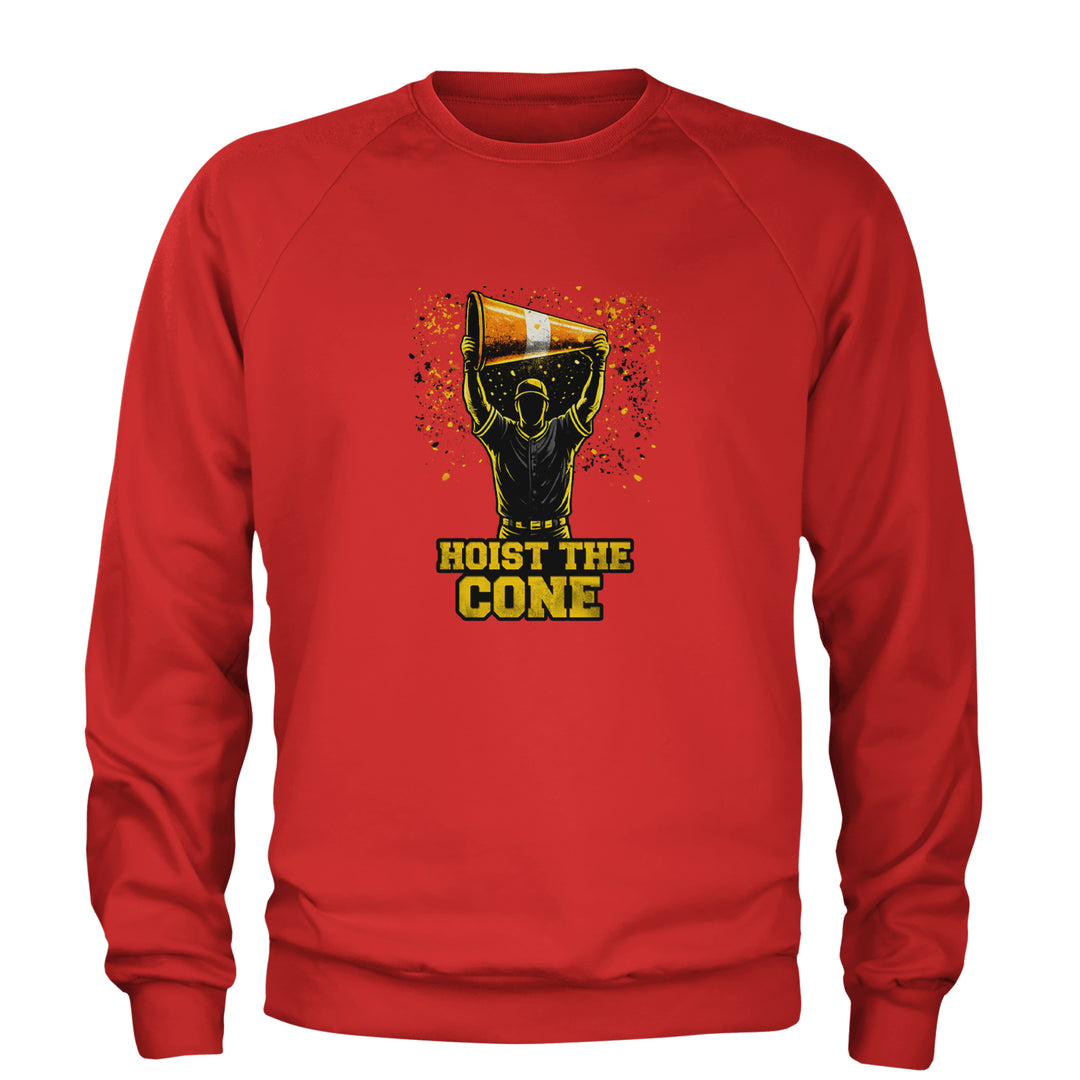 Hoist The Cone Pittsburgh Pride Adult Crewneck Sweatshirt Red