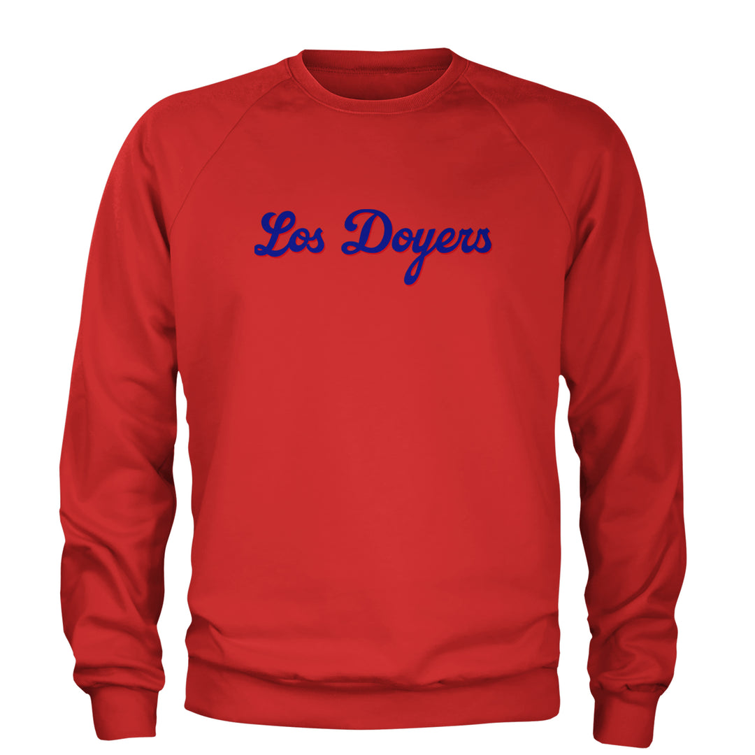 Los Doyers LA Baseball Adult Crewneck Sweatshirt Red