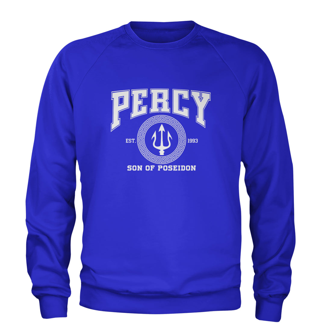 Percy Son Of Poseidon Sea God Adult Crewneck Sweatshirt Royal Blue