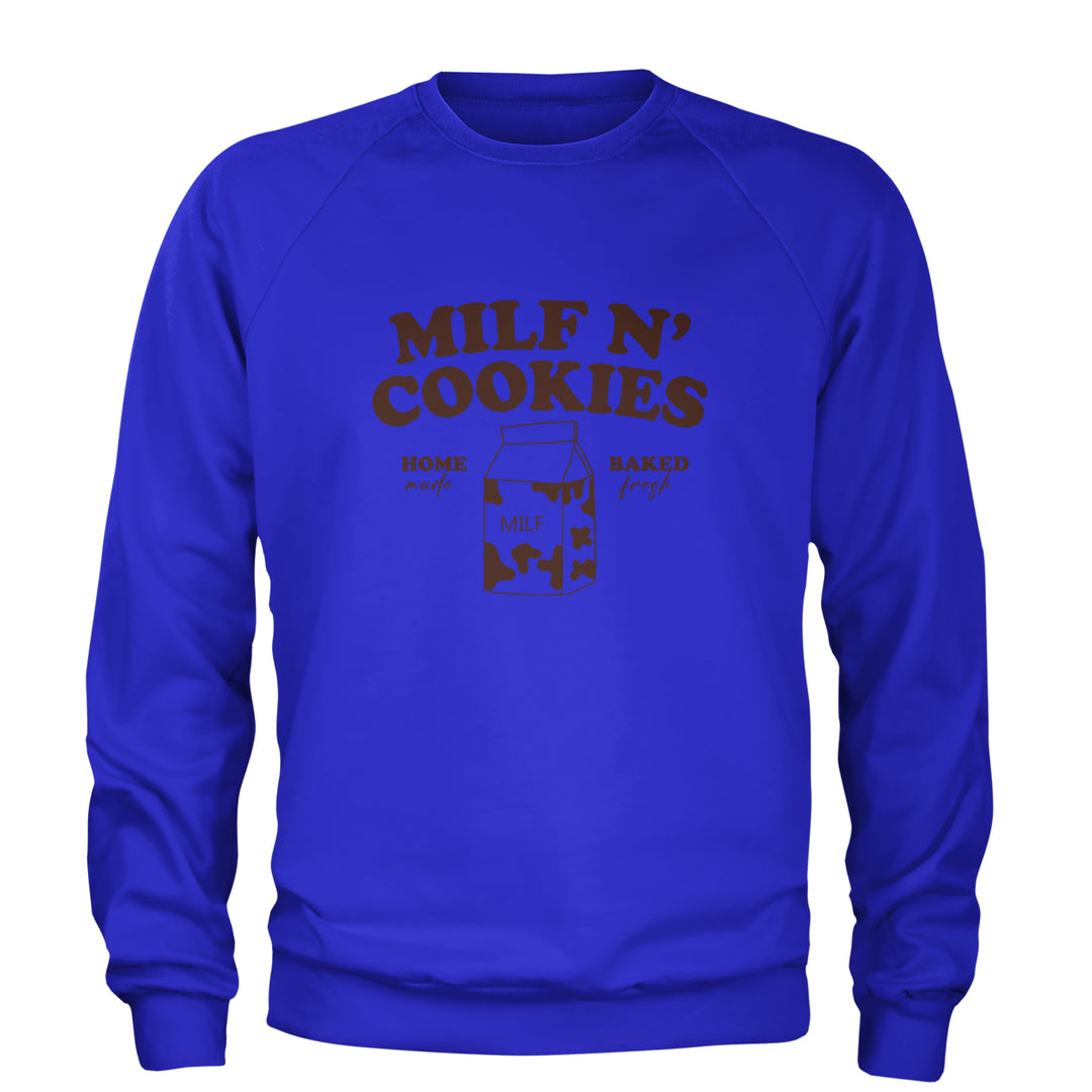 Milf And Cookies Adult Crewneck Sweatshirt Royal Blue