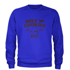 Milf And Cookies Adult Crewneck Sweatshirt Royal Blue