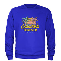 Golden Girls Forever Retro Sunset Adult Crewneck Sweatshirt Royal Blue