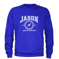 Jason Son of Jupiter Storm Bringer Adult Crewneck Sweatshirt Royal Blue