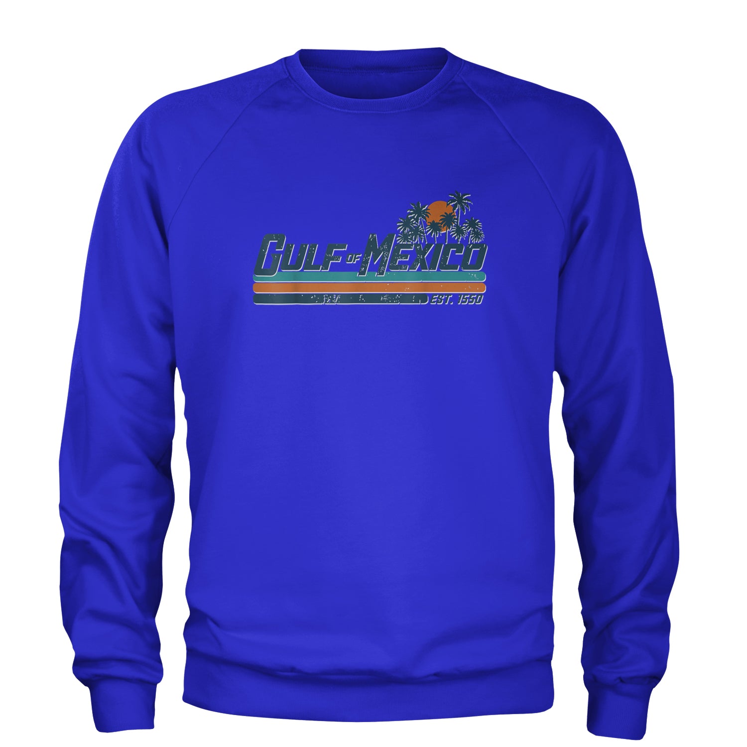 Gulf Of Mexico Established Year 1550 Adult Crewneck Sweatshirt Royal Blue