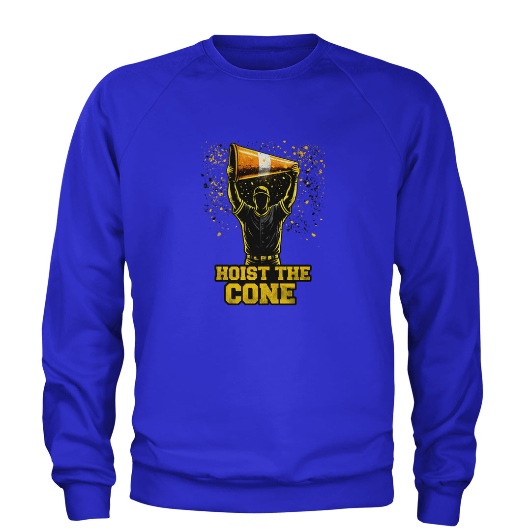Hoist The Cone Pittsburgh Pride Adult Crewneck Sweatshirt Royal Blue